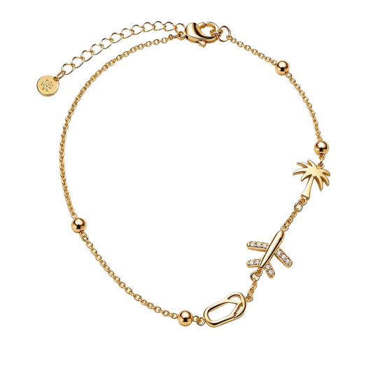 Travel Charm Pendant 18K Gold Bracelet