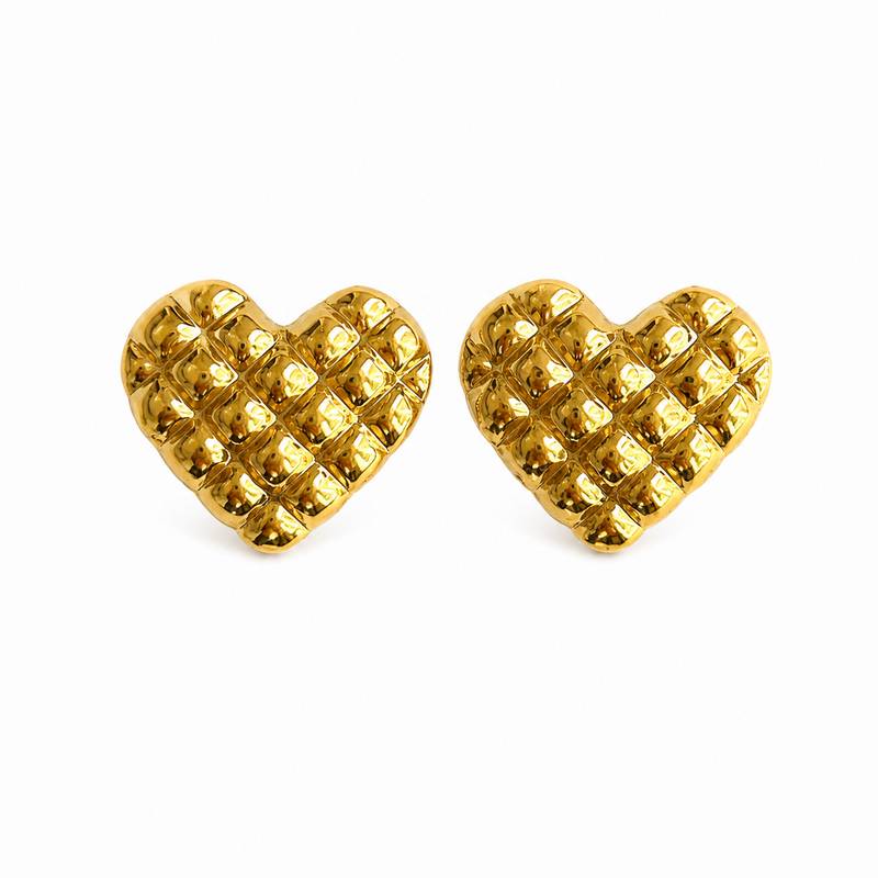 Puffed Sculpted Heart 18K Gold Stud Earrings