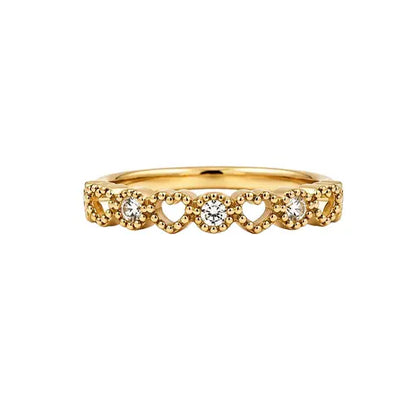 Crystal Infinity Heart 18K Gold Ring