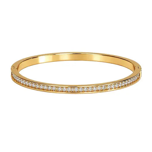 Classic Pavé Zircon 18K Gold Bangle