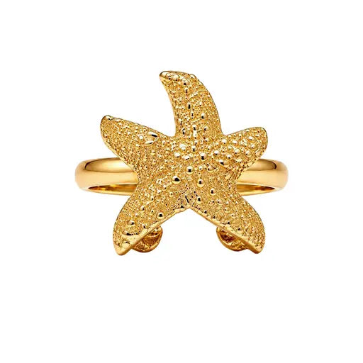 Textured Marina Starfish 18K Gold Statement Ring