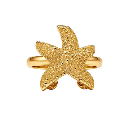 Textured Marina Starfish 18K Gold Statement Ring