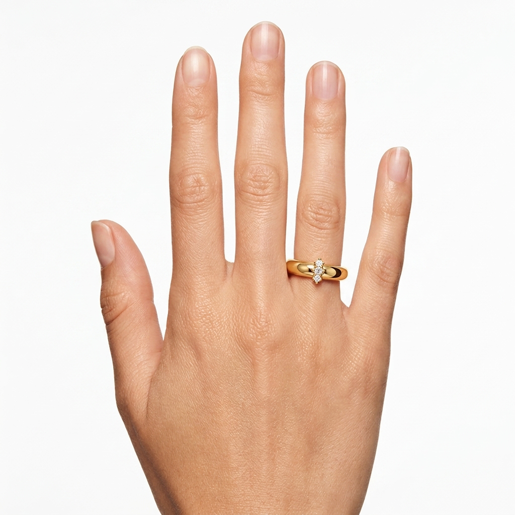 Vertical Zircon 18K Gold Stackable Ring