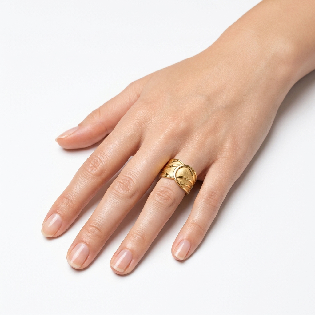 Bold Textured 18K Gold Statement Ring