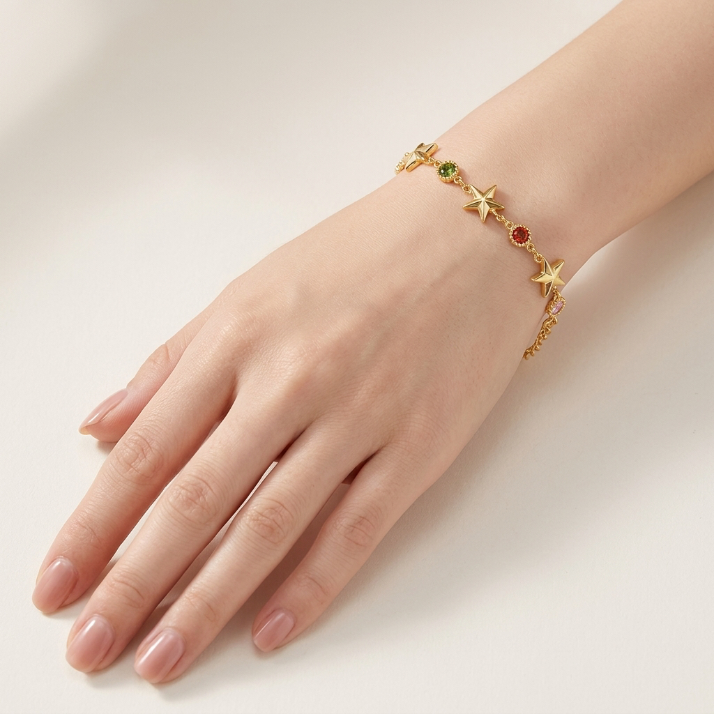 Celestial Rainbow Zircon 18K Gold Bracelet