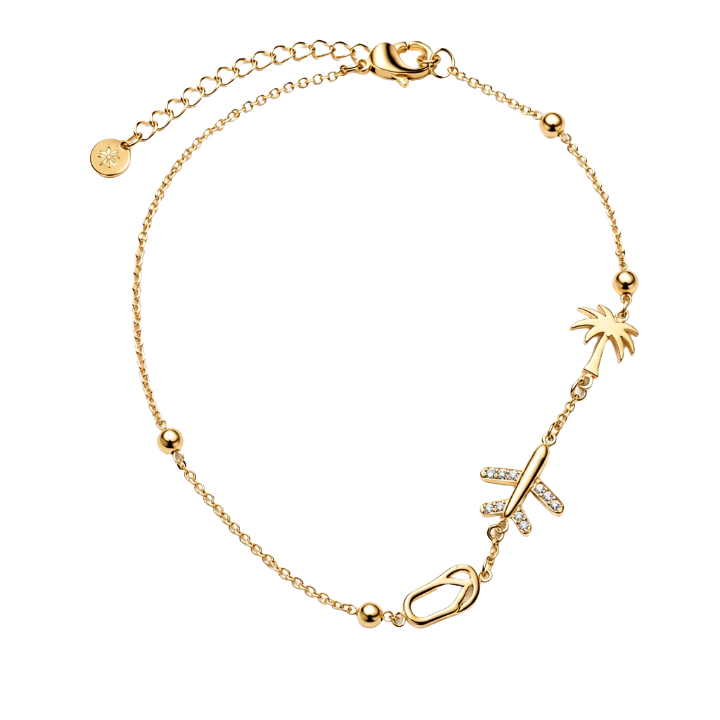 Travel Charm Pendant 18K Gold Bracelet