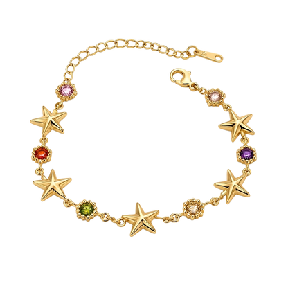 Celestial Rainbow Zircon 18K Gold Bracelet
