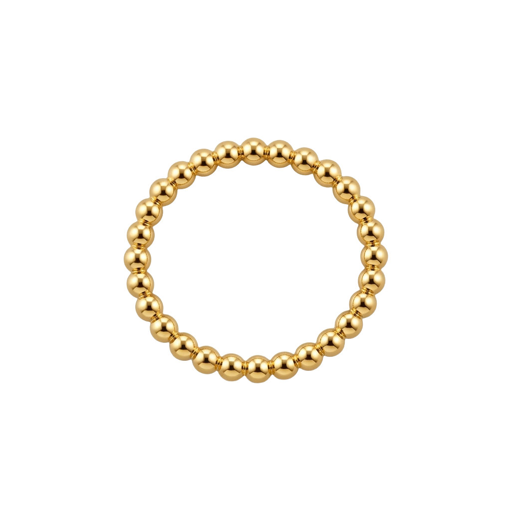 Elastic Beaded 18K Gold Bracelet