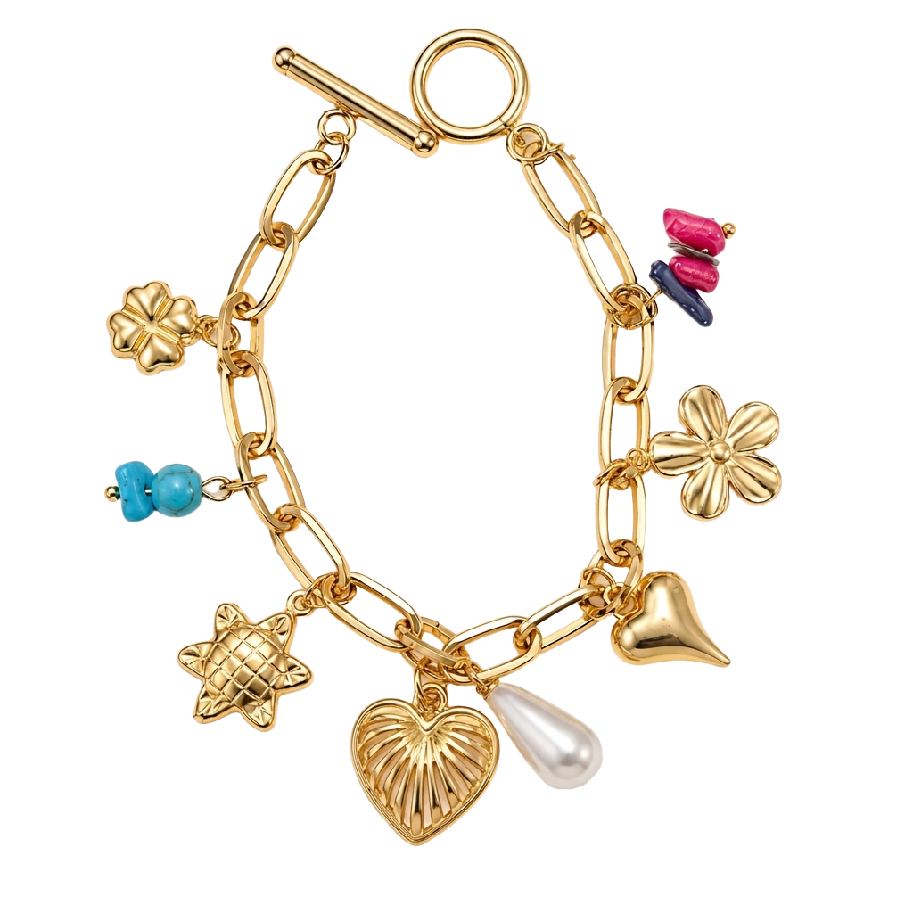 Bohemian Summer 18K Gold Charm Bracelet