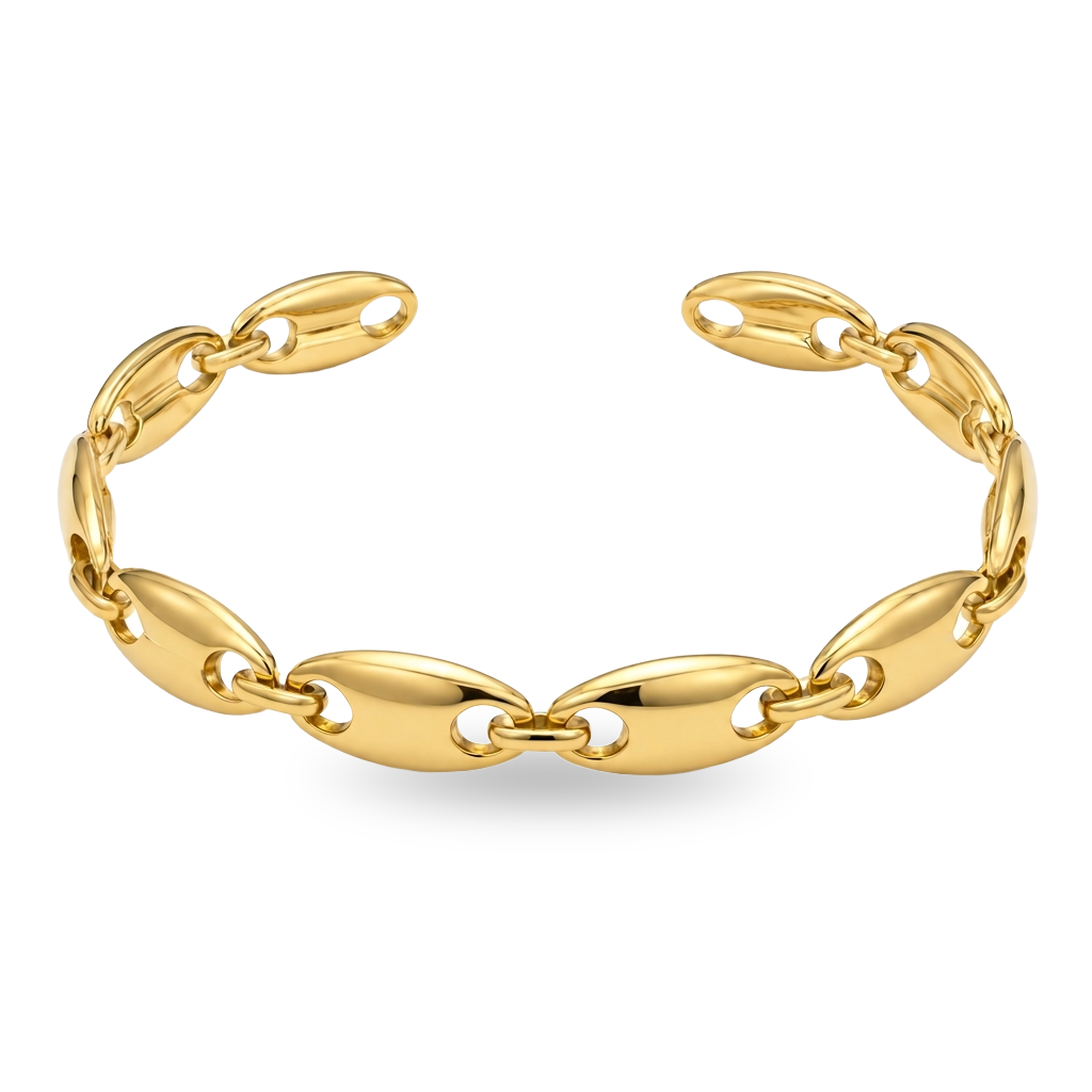 Sculpted Link 18K Gold Bangle