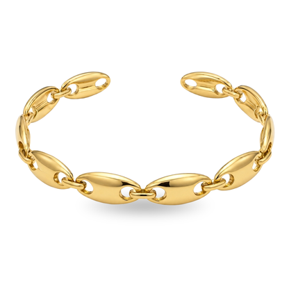 Sculpted Link 18K Gold Bangle
