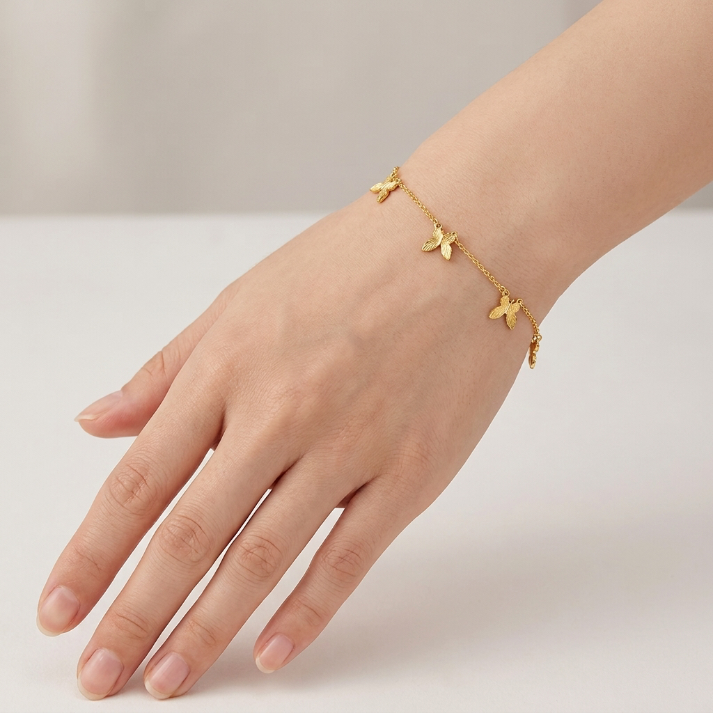 Golden Flutter Butterfly 18K Gold Bracelet