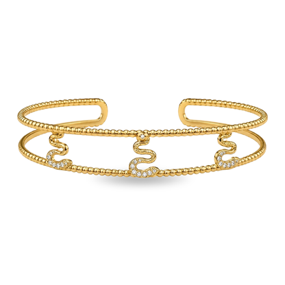 Serpent Wave 18K Gold Statement Bangle