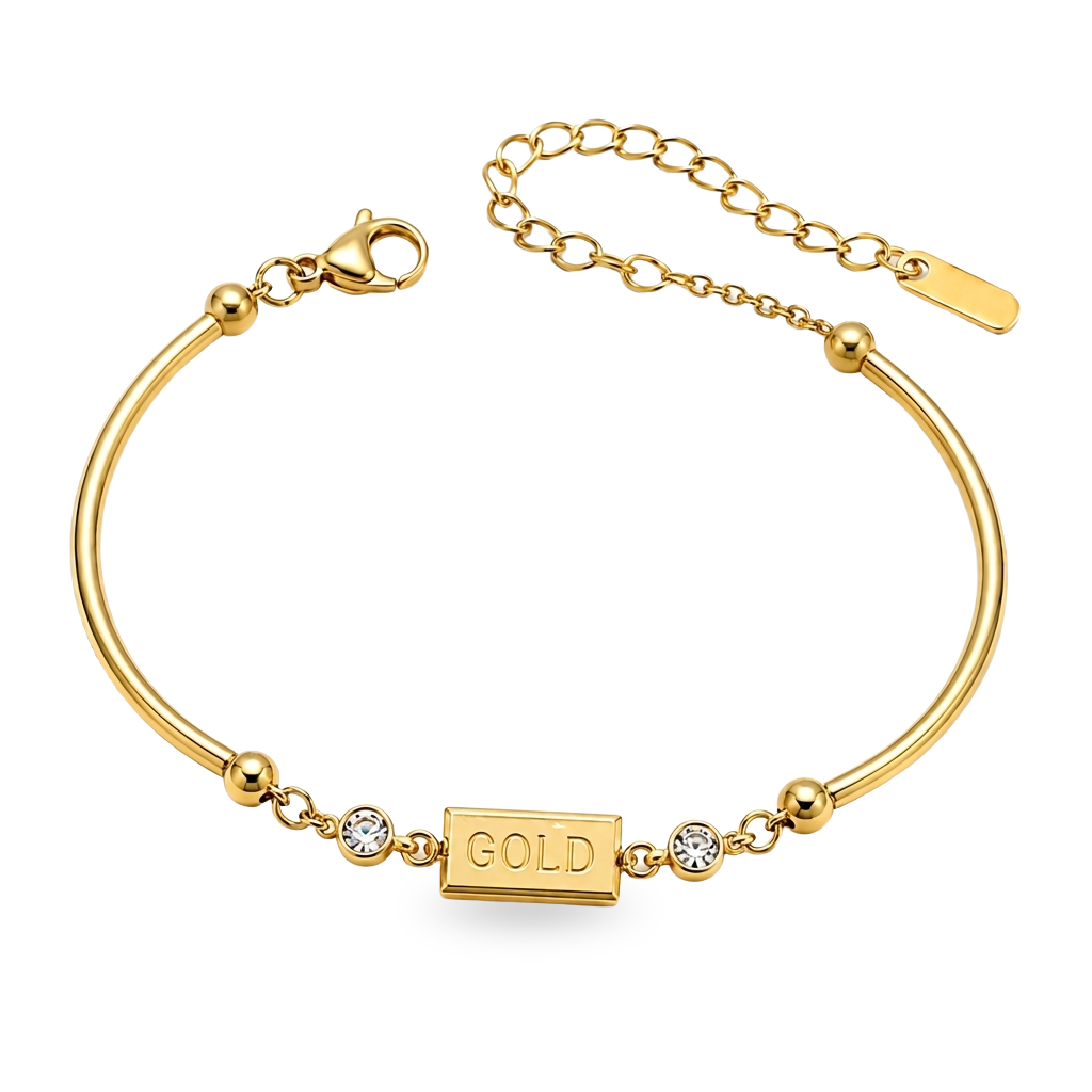 Gold Bar Accent 18K Gold Bracelet