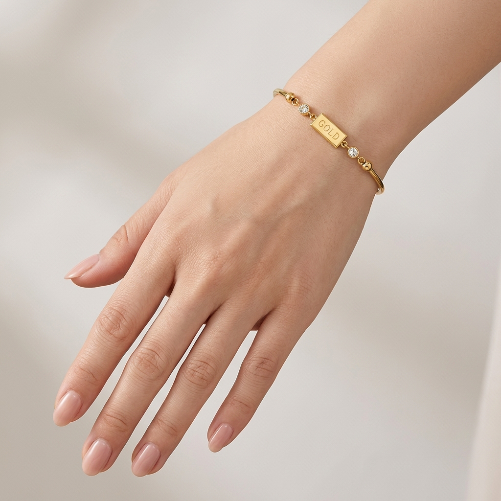 Gold Bar Accent 18K Gold Bracelet