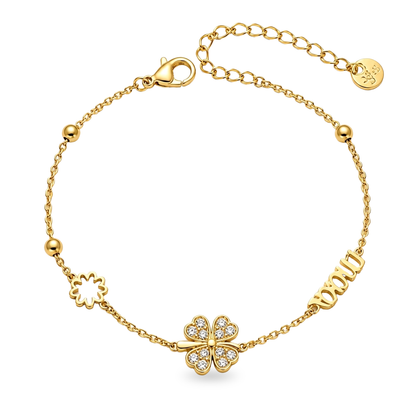 Lucky Love Zircon Clover 18K Gold Bracelet