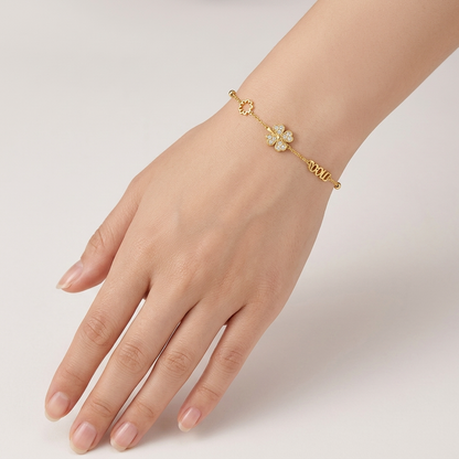 Lucky Love Zircon Clover 18K Gold Bracelet