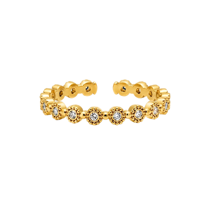 Beaded Halo Zircon 18K Gold Ring