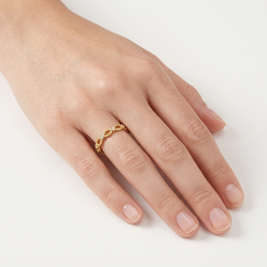 Vintage Marquise Zircon 18K Gold Ring