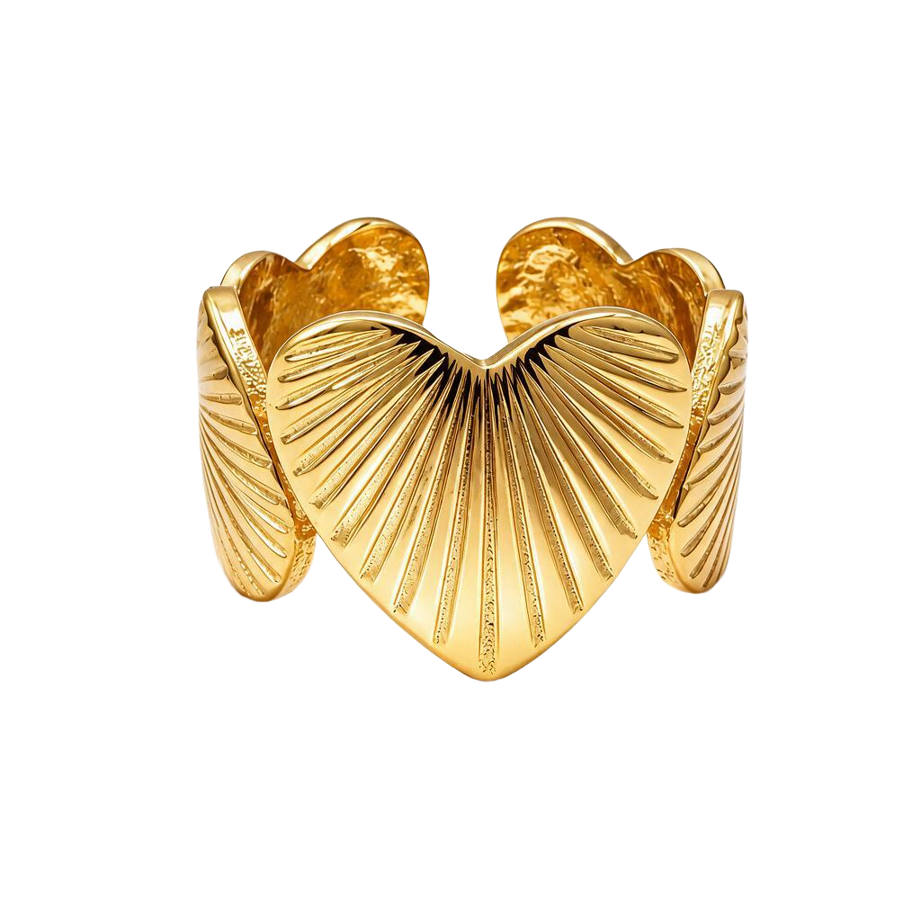 Shell Heart 18K Gold Statement Ring