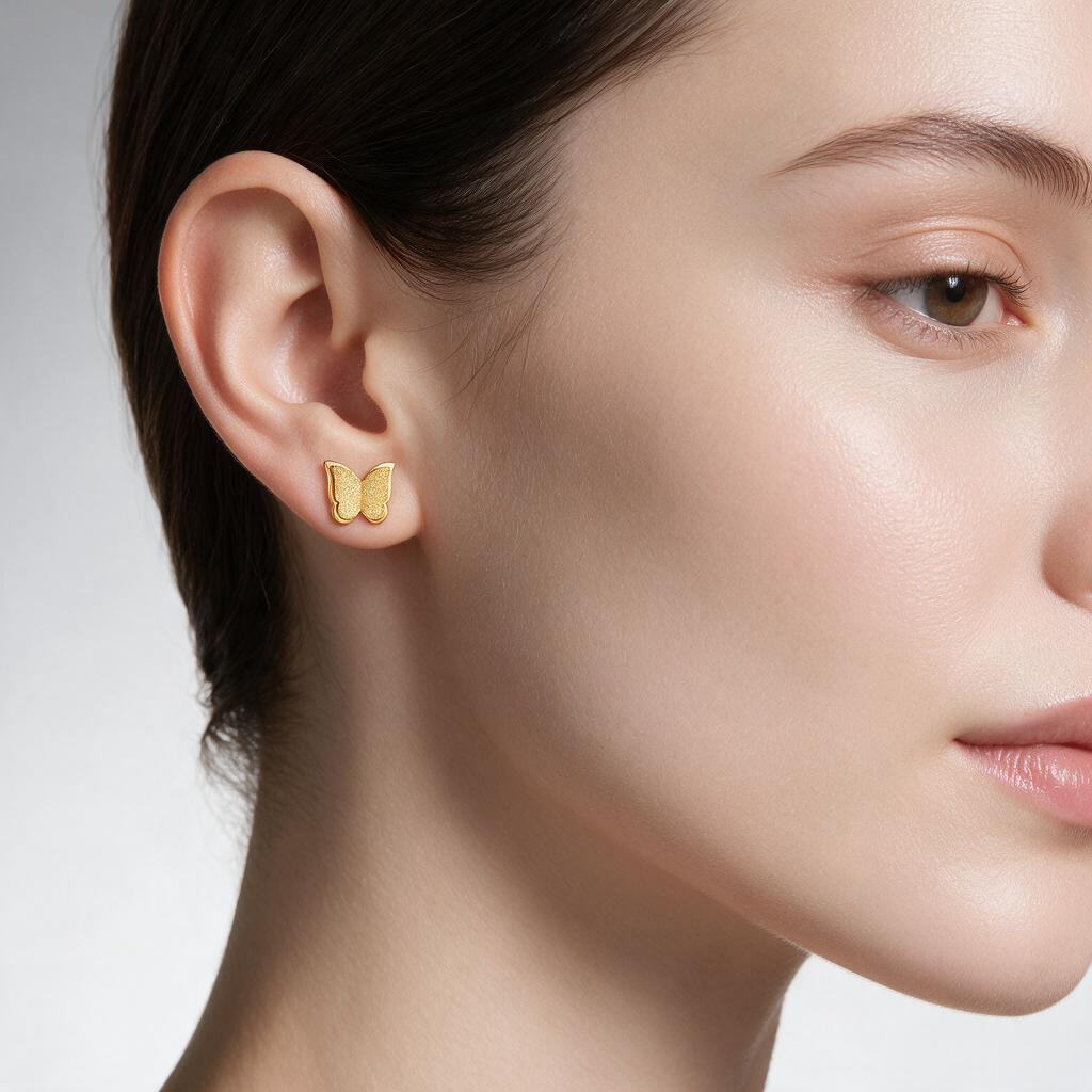 Enchanting 18K Gold Butterfly Stud Earrings