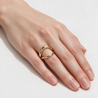 Intertwined Band 18K Gold Statement RIng