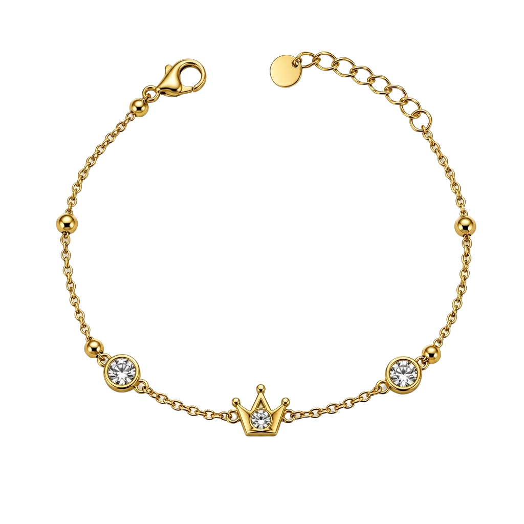 Royal Crown Crystal 18K Gold Bracelet
