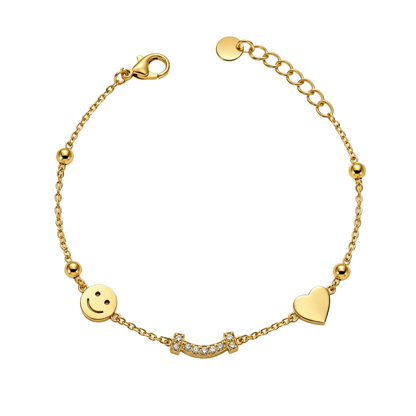 Happy Heart Charm 18K Gold Bracelet
