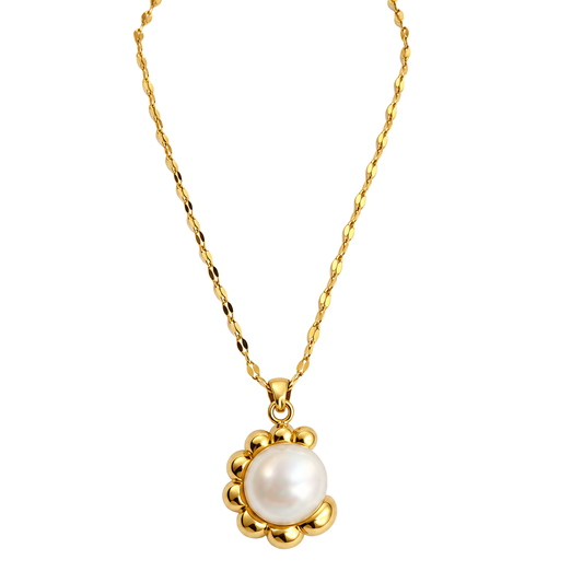 Pearl Bloom Pendant 18K Gold Necklace