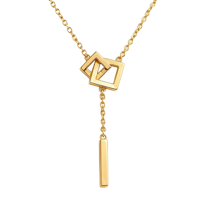 Modern Geometric Bar Pendant 18K Gold Necklace