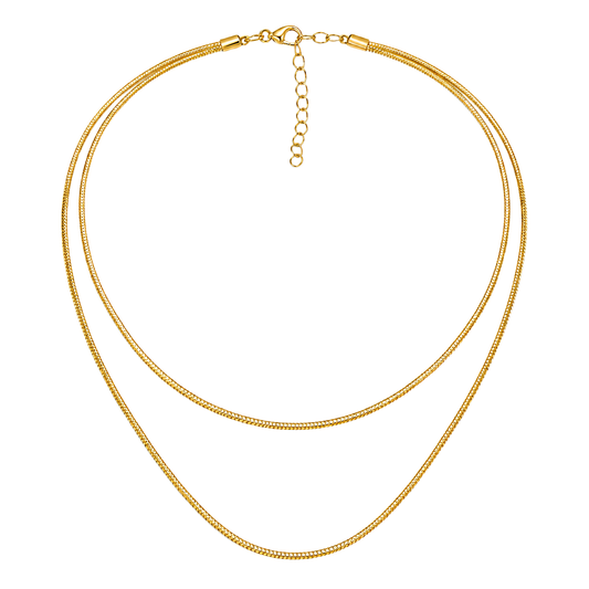 Double Layered 18K Gold Chain Necklace