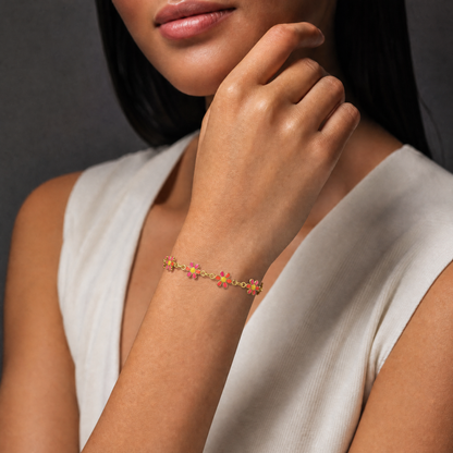 Daisy Charm 18K Gold Chain Bracelet