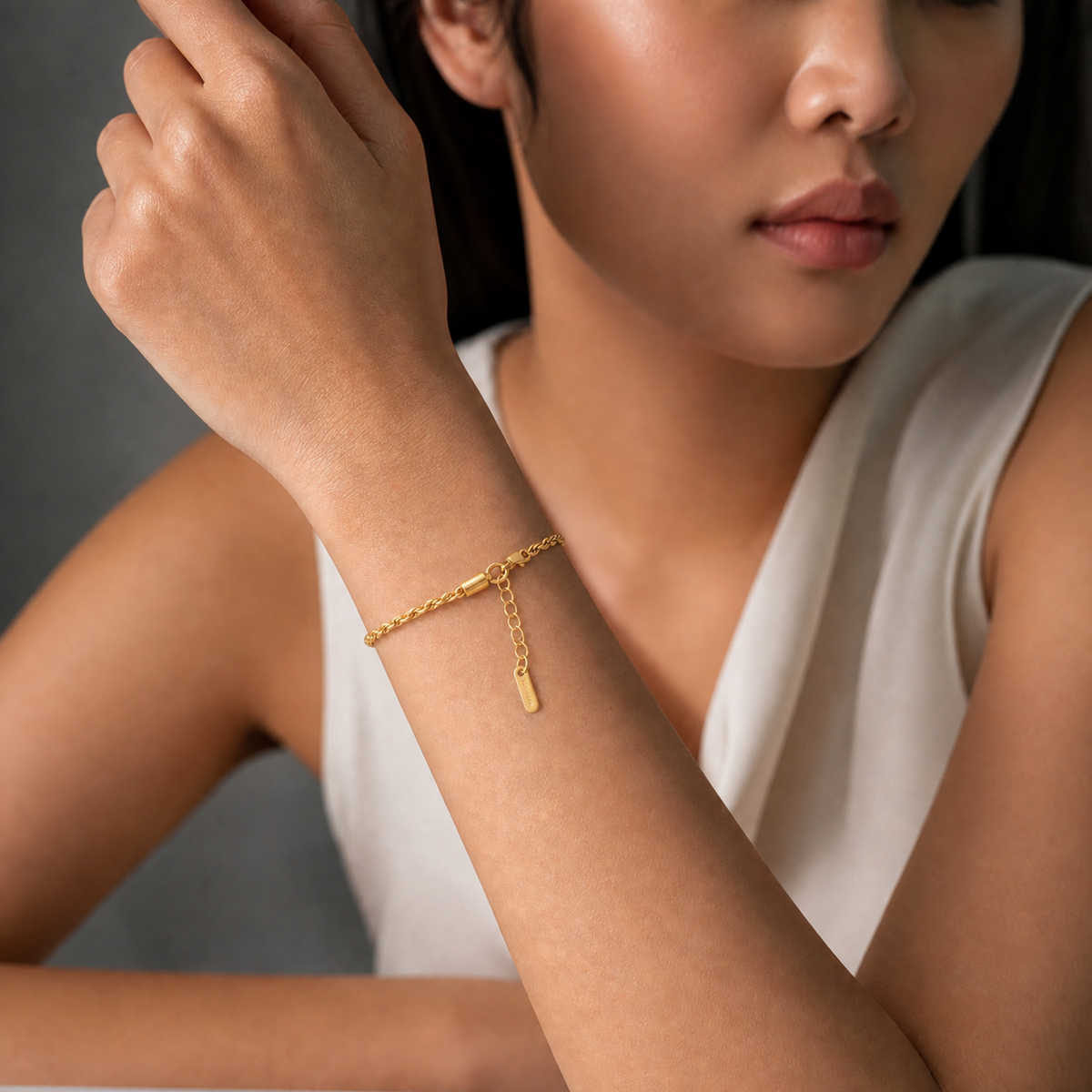 Delicate Twisted Rope Chain 18K Gold Braclet
