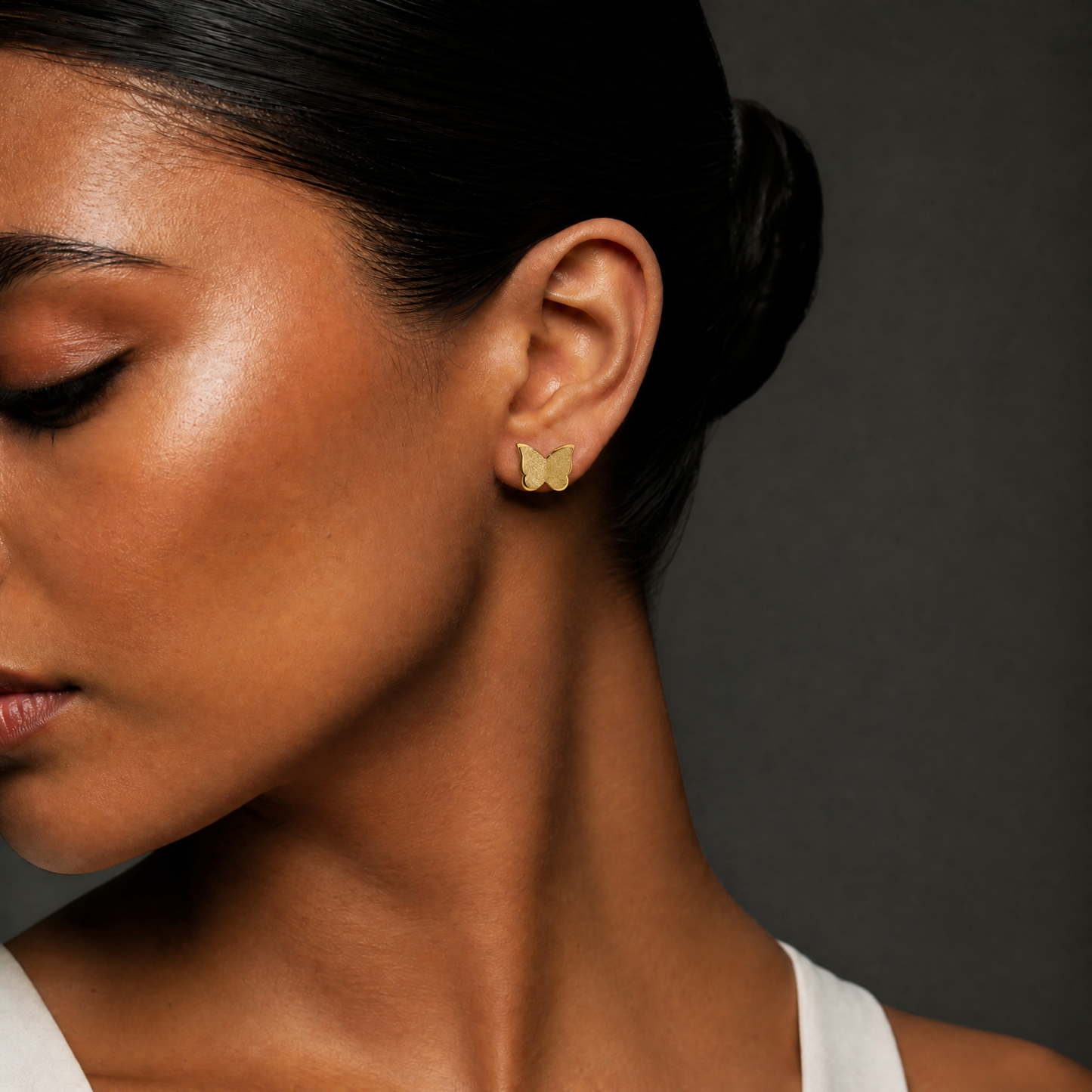 Enchanting 18K Gold Butterfly Stud Earrings