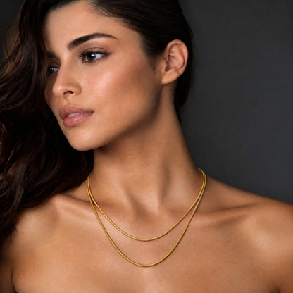Double Layered 18K Gold Chain Necklace