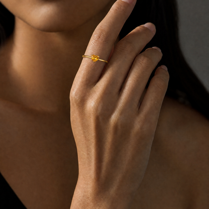 Orange Heart Zircon 18K Gold Stackable Ring